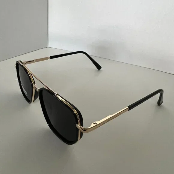 Black & Gold‎ (Black Lens) Polarized Aviator Sunglasses (BRAND-NEW & GORGEOUS!) - Picture 3 of 7